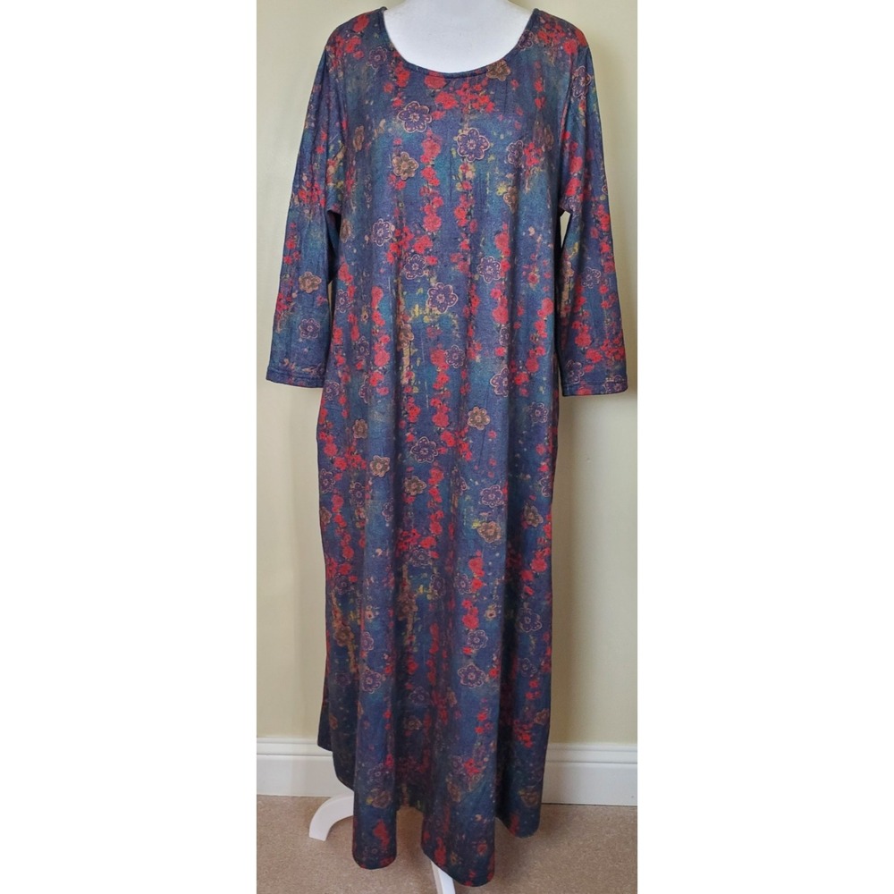 Natural Life Lottie Sweater Knit Floral‎ Maxi Dress Cottagecore Boho Chic XL